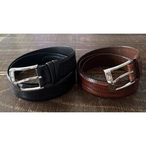 2-Silpada Designs Black & Brown Leather Belts  Size Lg 42-44”-READ!